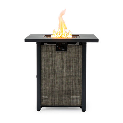 50000 28 - Inch Propane Fueled Fire Pit Table With Stainless Steel Burner, Lava Rocks, And Frame For Outdoor Patio Square Output, Construction, Weather , Courtyard Party