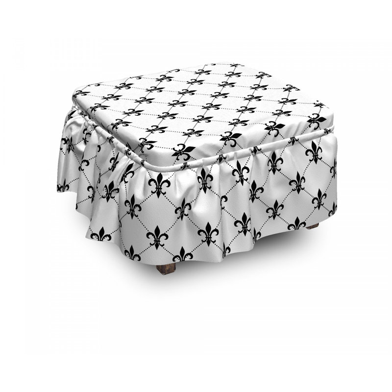 Ensemble de housse pour repose-pieds à coussins carrés abstraits fleur de lis lily