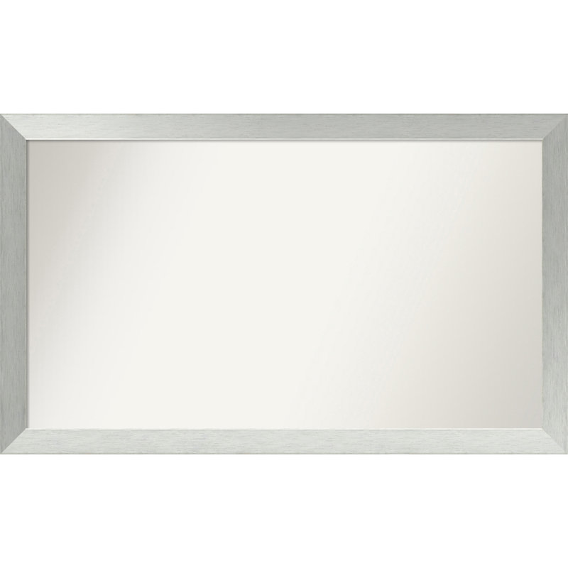 Miroir de salle de bain mural en argent brossé sans cadre, Rectangle, 30 po x 50 po