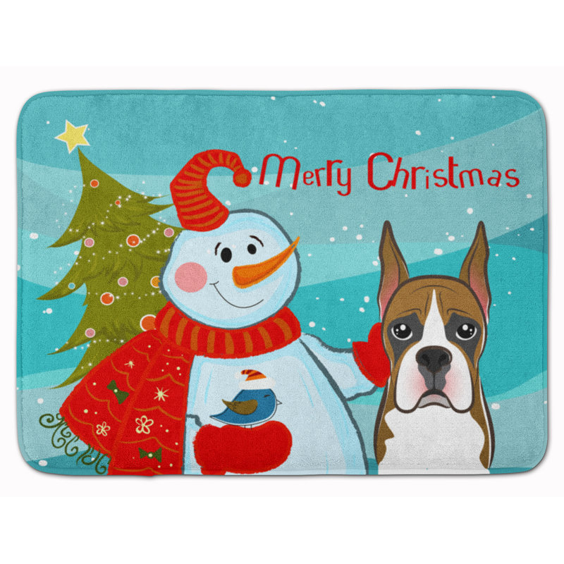 Tapis de bain en mousse à mémoire de forme bonhomme de neige boxer