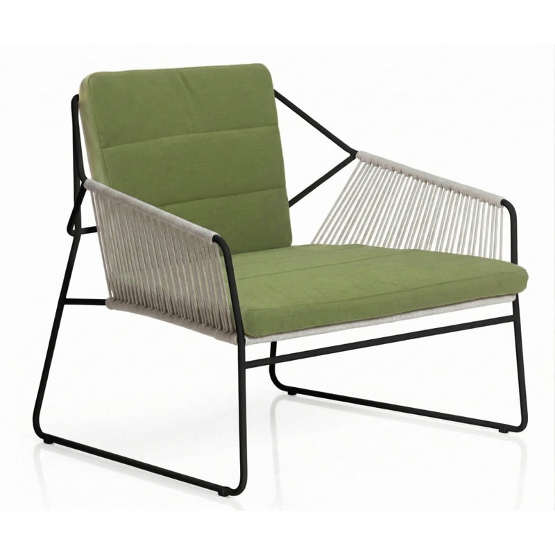 Sandur Patio Chair with Cushions, White Rope/Anthracite Frame, Canvas Lichen