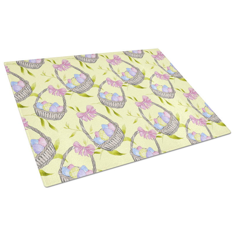 Planche à découper et panier de pâques en verre trempé caroline