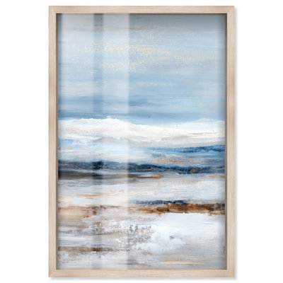 Oceanic Drift I Shadowbox Print Coastal Wall Decor by Art Remedy, Blonde Frame, 36 x 54