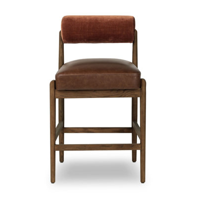 Abella Upholstered Stool with Solid Wood Frame