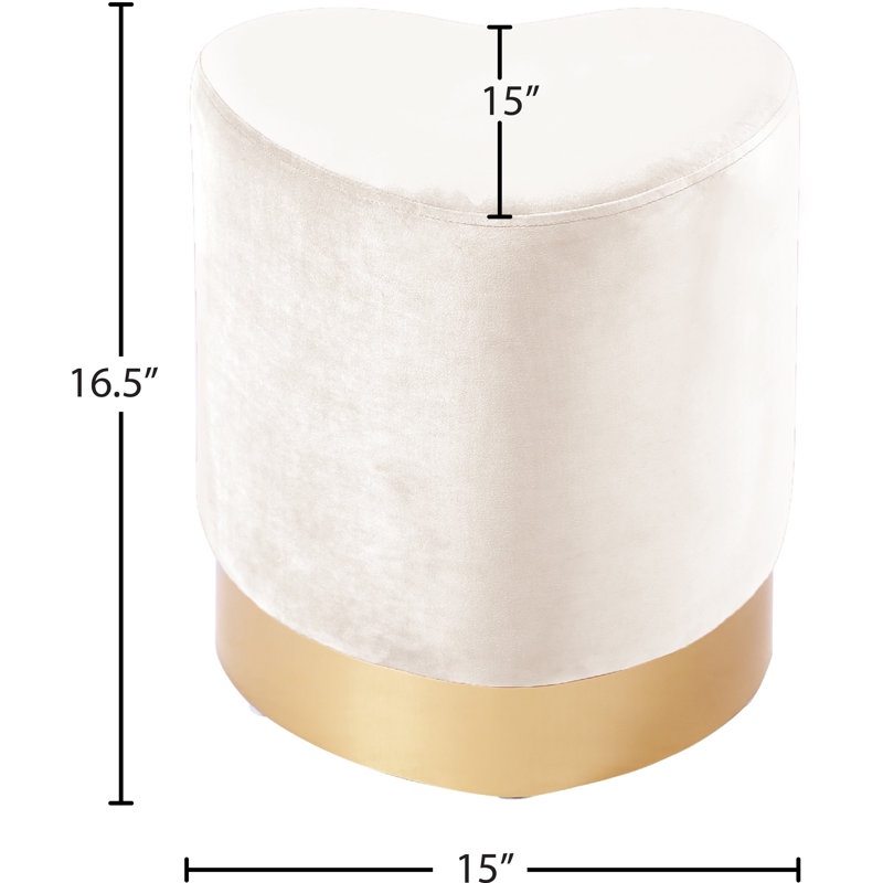 Cei Velvet Pouf, Cream Velvet