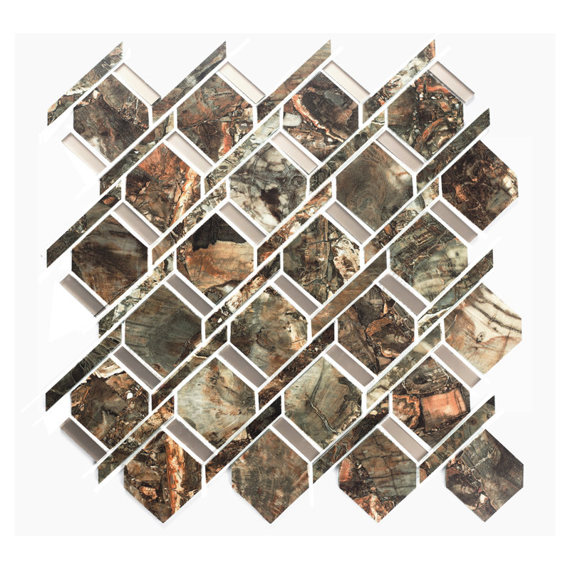 Carreau de mosaïque en verre Art Deco Agate Stone 2 po x 3 po