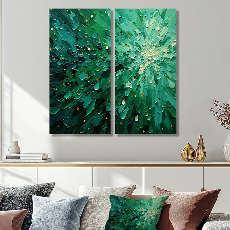 Émeraude civale Euphoria II - ensemble d'art mural moderne sur toile 2, 40" H x 40" W, Wrapped Canvas, Does Not Apply