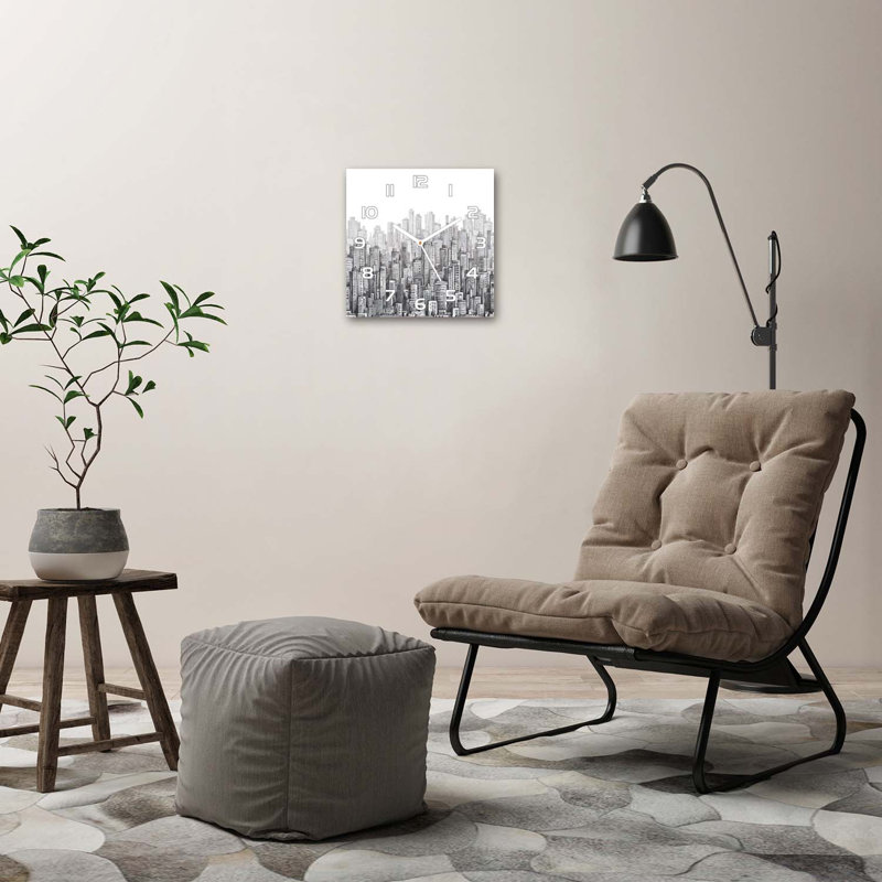 Glass Wall Clock, Grey/White