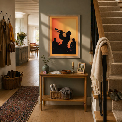Jazz Musicians in Silhouette Modern - Framed Print