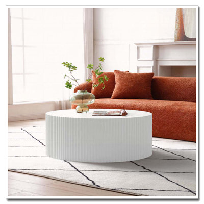 Round Coffee Table with Handcrafted Relief