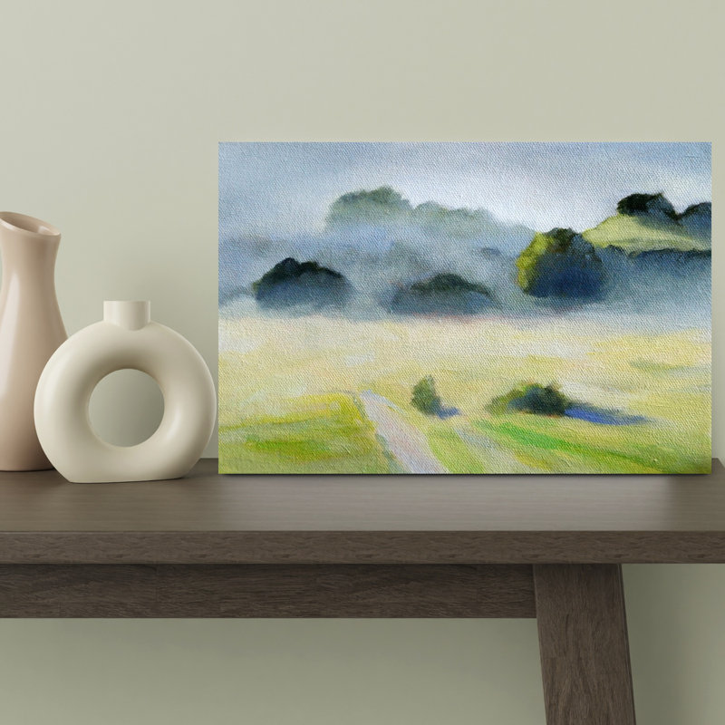 Misty Morning Landscape, H 12 po x l 18 po