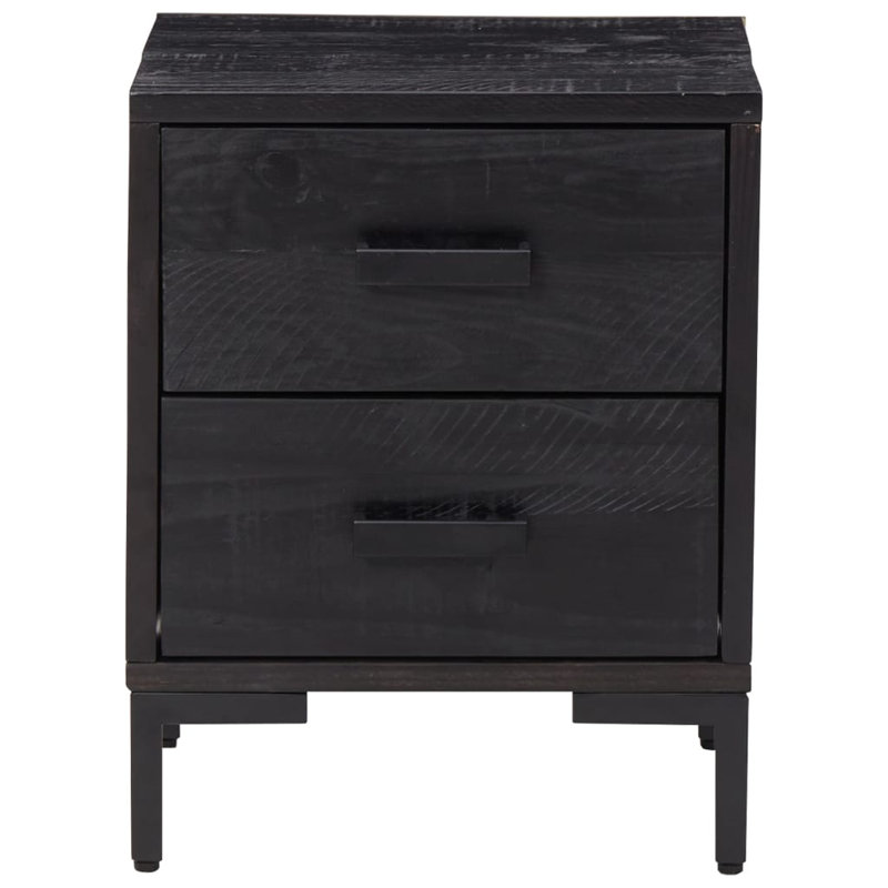 Audina 11.8'' W Solid Wood Nightstand, Black, 1, 14.2" x 11.8" x 17.7"