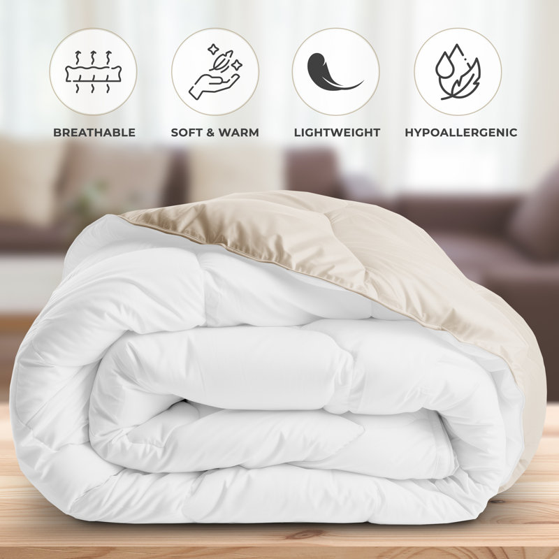 Down Alternative Microfiber Reversible Comforter Set - All Season Diamond Pattern Comforter with Shams, White, KIng