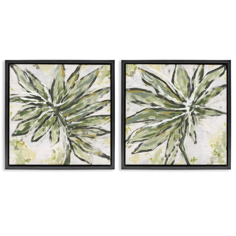 Ensemble de 2 cadres flottants Organic Palm Palette, design par June Erica Vess, Cadre flottant noir de jais