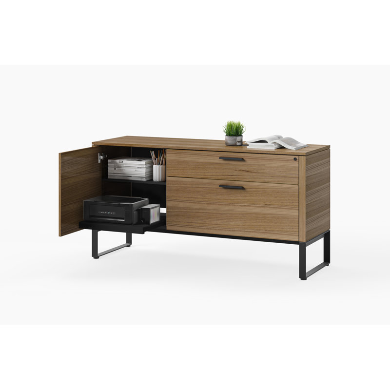 Linea Office Multifunction Cabinet, Natural Walnut