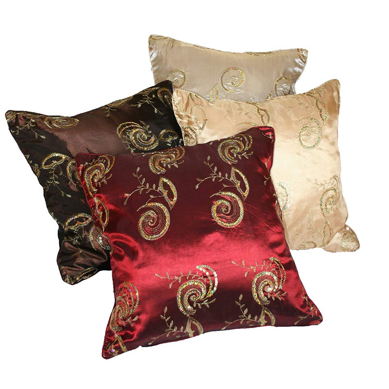  Housse de coussin brodée à paillettes brodées, Or
