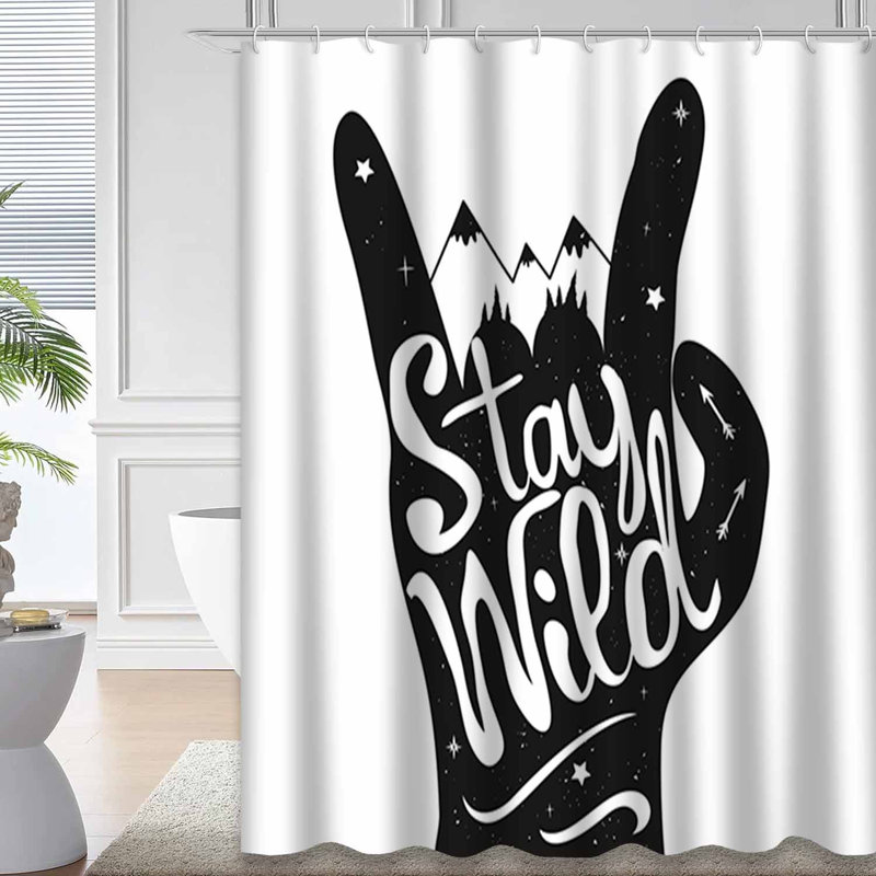 Rideau de douche inspirant avec 12 crochets, 72" L x 72" W
