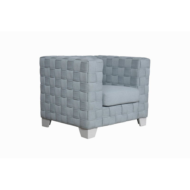 Chaise en chenille sarcelle clair et finition blanche Saree