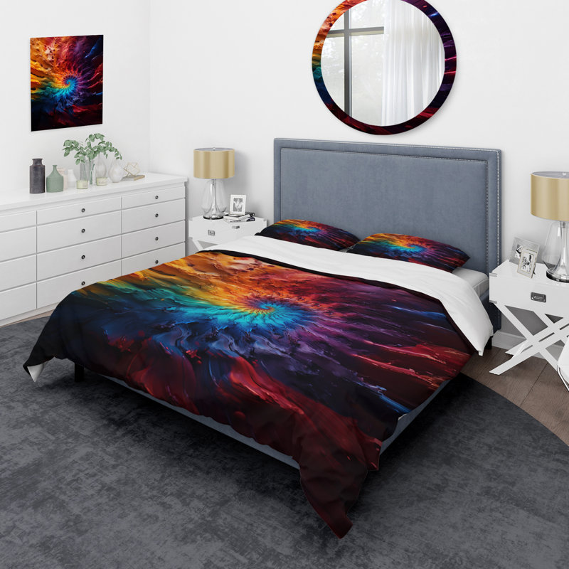 Ensemble de housse de couette Fractal Vortex V - Abstract Fractal, Housse de couette pour très grand lit