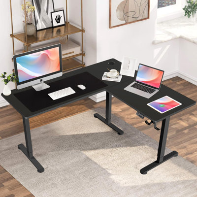 Rashod 63" L Shaped Electric Height Adjustable L Shaped Standing Desk