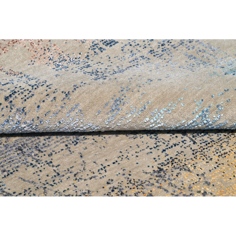 Hand Knotted Abstract Area Rug, Rectangle 9' x 12'