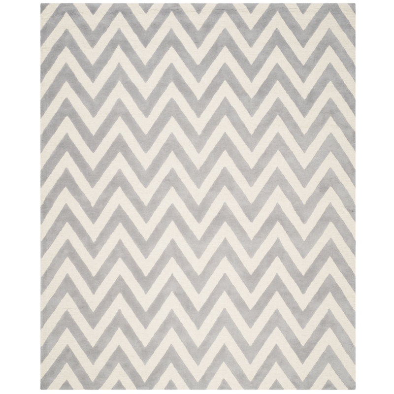 Tapis argenté/ivoire tuffeté à la main Kyleigh, 2'3 "x 3'9"
