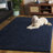 Brelee Solid Color Machine Woven Polyester Area Rug in Navy-730888036