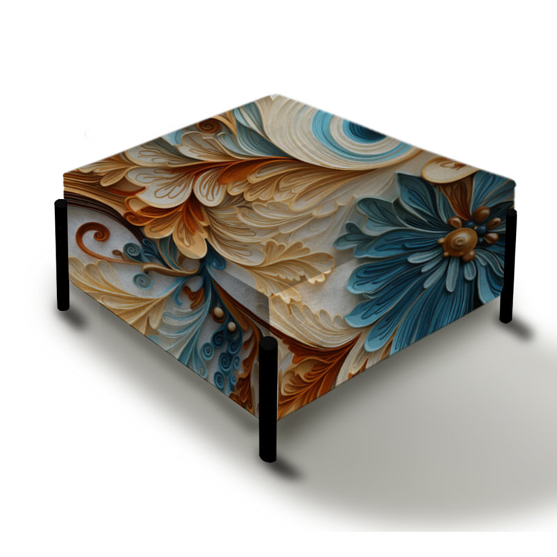 Rustic Paisley Gold Turquoise Gardens - Grand repose-pieds carré floral