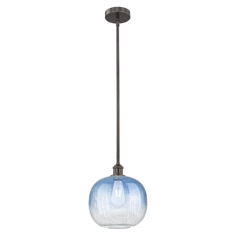 Edison - Brookhaven Sphère - Mini-luminaire suspendu avec tige 11 po 1 lumière, Bronze frotté à l'huile, Sapphire Blue