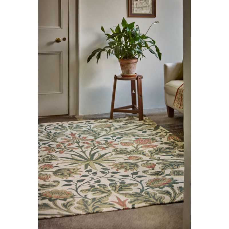 Wool Floral Area Rug, Rectangle 8'2" x 11'6"