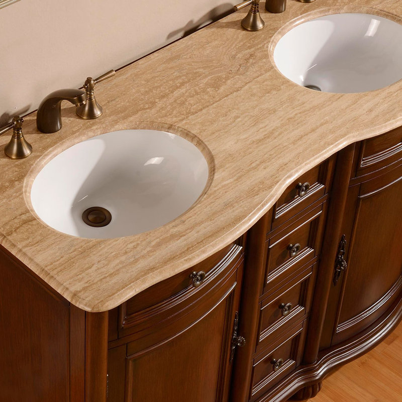 Ensemble de meuble-lavabo double 52 po Quintara, Travertin