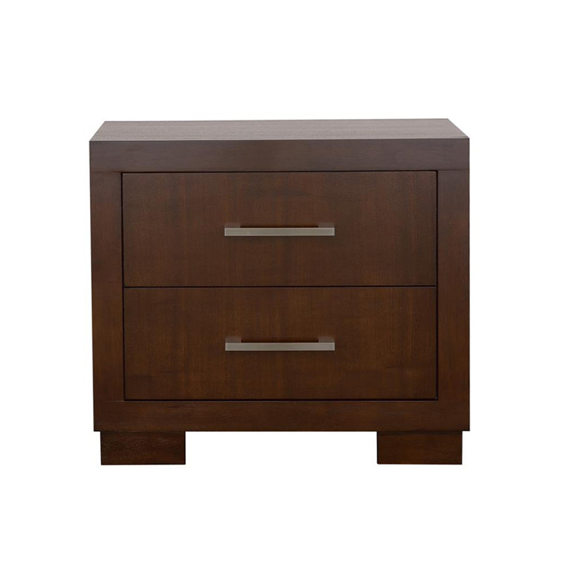 Table de chevet 2 tiroirs en panneau de fibres à densité moyenne avec finition cappuccino