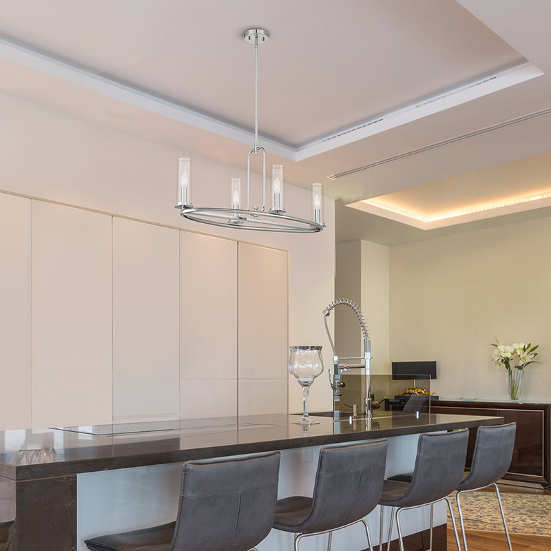 4 - Light Kitchen Island Pendant, Polished Nickel