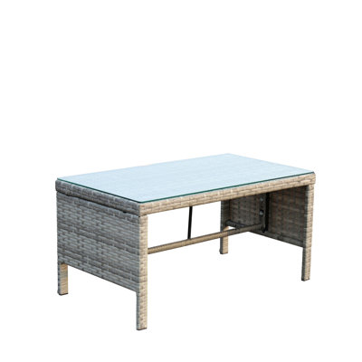 Table basse avec patio extérieur en verre trempé transparent