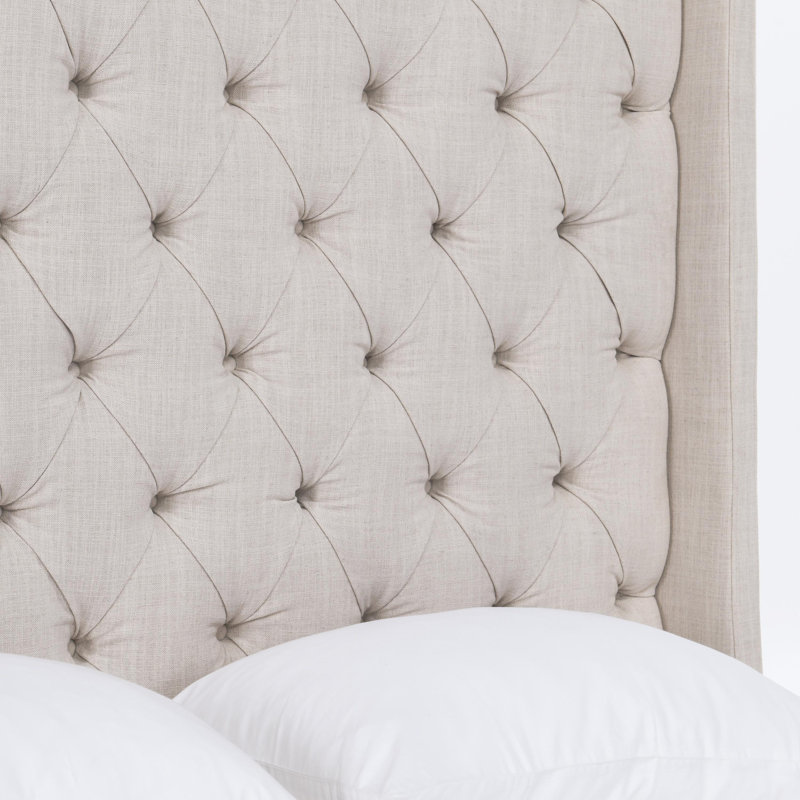 Laurent Fabric Tufted Queen Bed In Beige, Queen