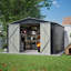 Grande remise extérieure en métal 10 x 10 pi - Cadre robuste et portes doubles verrouillables, remise utilitaire toutes saisons pour la cour, la pelouse, les outils et l'équipement de patio