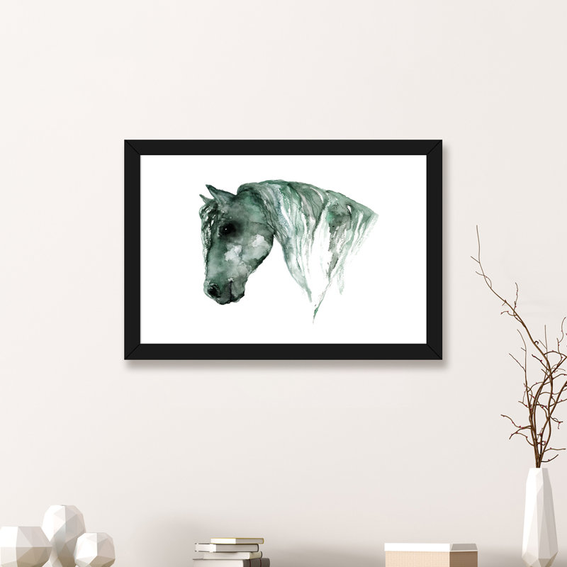 Art du cheval, H 16 po x l 24 po x P 1 po, Papier avec cadre noir