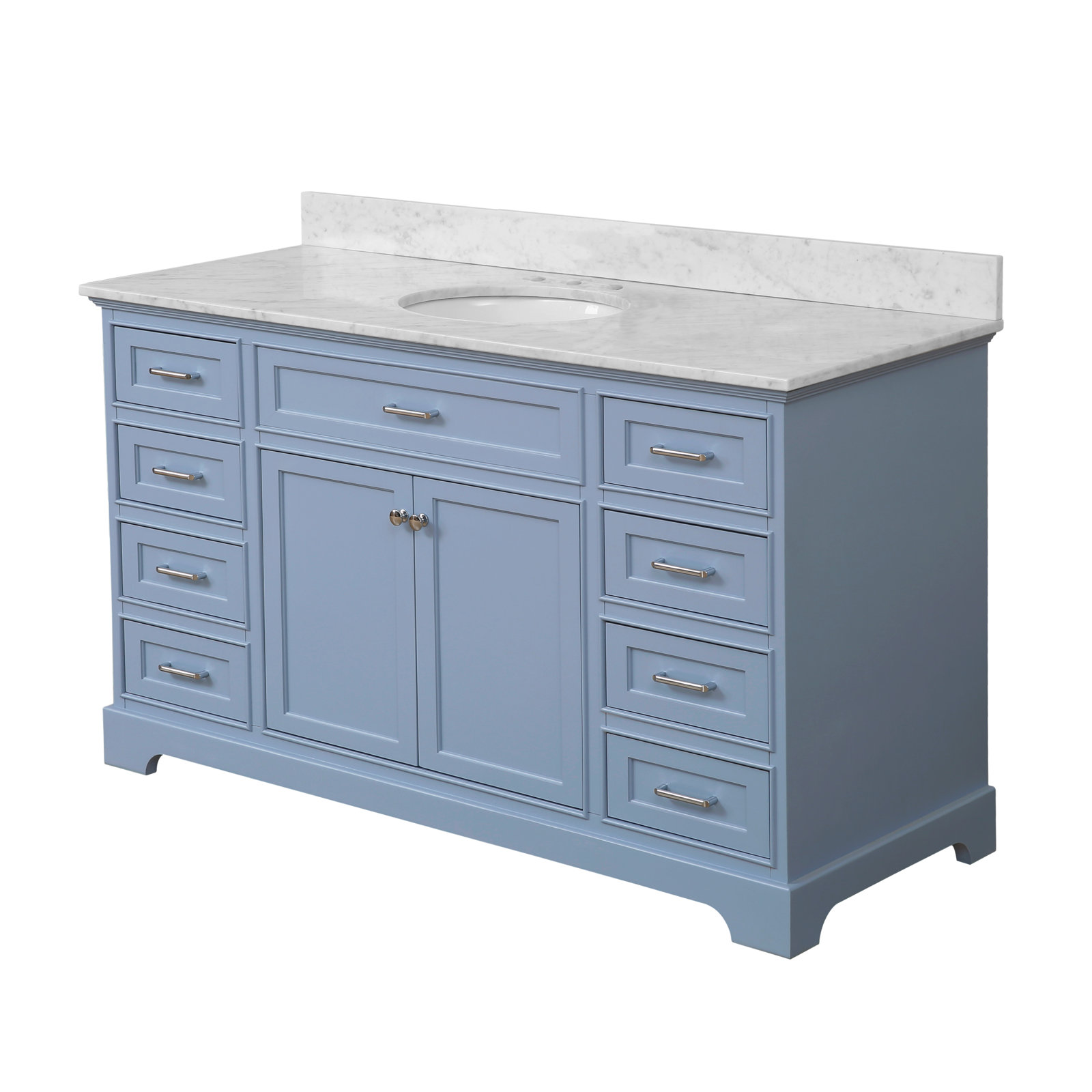 Ronnie 60'' Single Bathroom Vanity, Carrara Marble, Powder Blue
