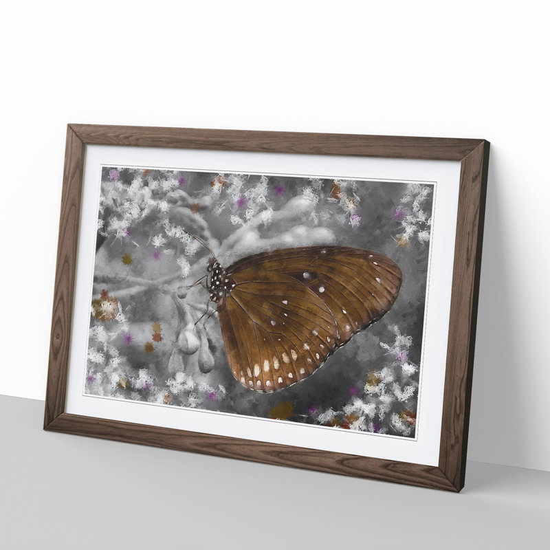 Butterfly Vol.5 - Picture Frame Painting, 27cm H x 36cm W x 2cm D, Walnut Framed