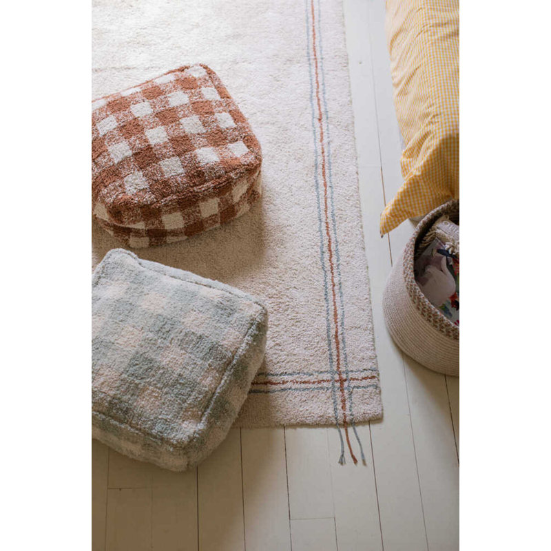 Vichy Square Pouf, Toffee
