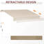 Auvent de terrasse 13 po x 8 pi - rétractable et résistant à l'eau, manivelle manuelle, cadre en aluminium, auvent de terrasse rétractable beige, parasol avec manivelle, cadre pour fenêtre, rayures