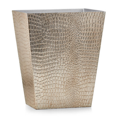 Crocodile Warm/Golden Silver Waste Basket