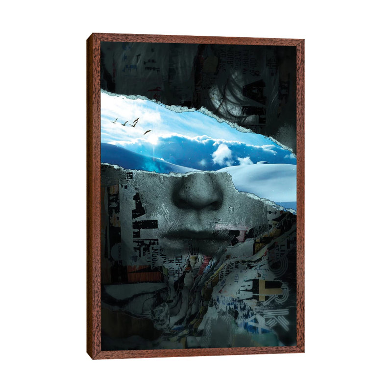 Look At The Bright Side II by Nicebleed - Print on Canvas, 101.6cm H x 66.04cm W x 3.81cm D, Classic Brown Wood Framed