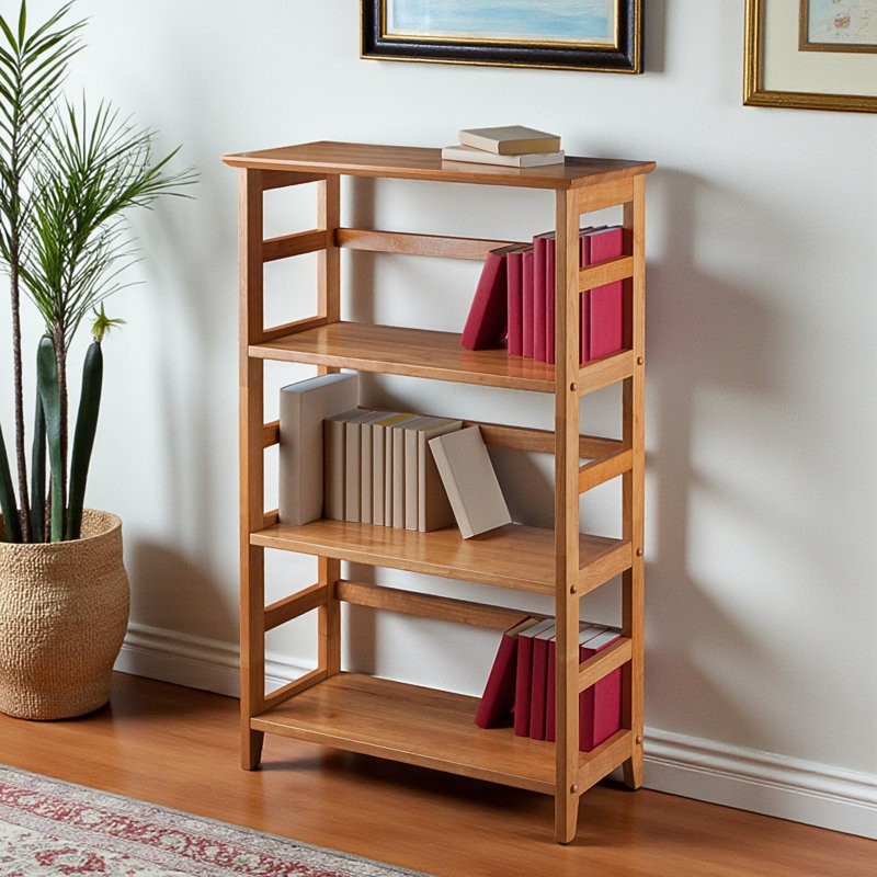 Morrison Honey Finish 3-Section  Bookshelf for Home Office, 41.72'' H X 25.72'' W X 11.74'' D