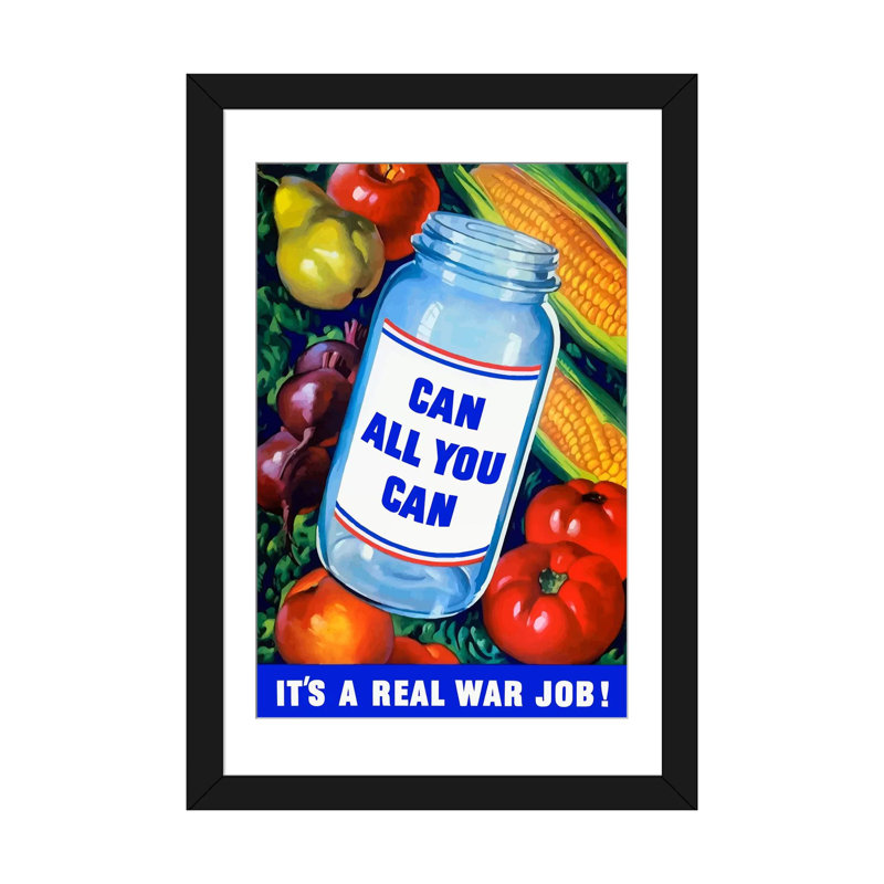 « canning war poster », affiche rétro sur toile, H 24 po x l 16 po x P 1 po, Papier d'art encadré noir, Blanc