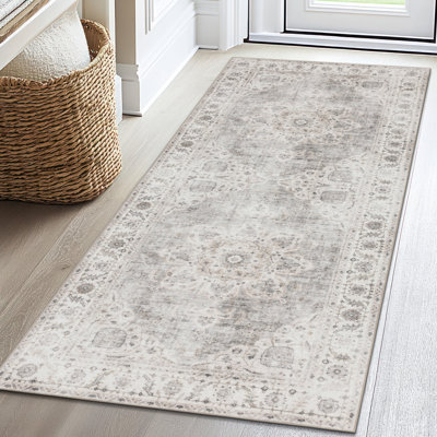 Tapis beige ivoire lavable à la machine Vintage Lefkothea Joy