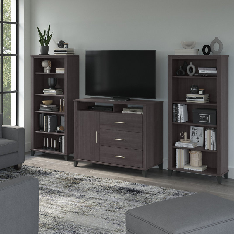 Anousha Unfinished Entertainment Center for TVs up to 55", Storm Gray