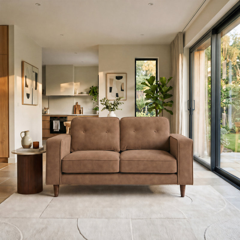 Jaspa Sofa, Brown Faux Leather, 2