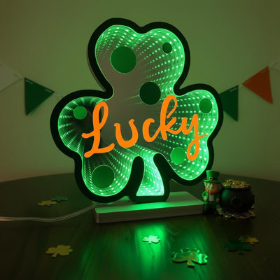 Infinite Mirror Tunnel Light LED Night Light For St. Patrick's Day Decor