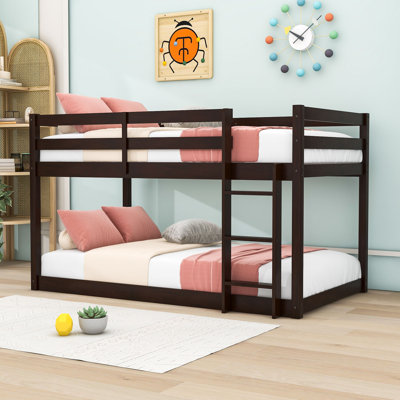 Hermidas Twin Over Twin Wood Bunk Bed With Ladder And Slats by Harriet Bee
